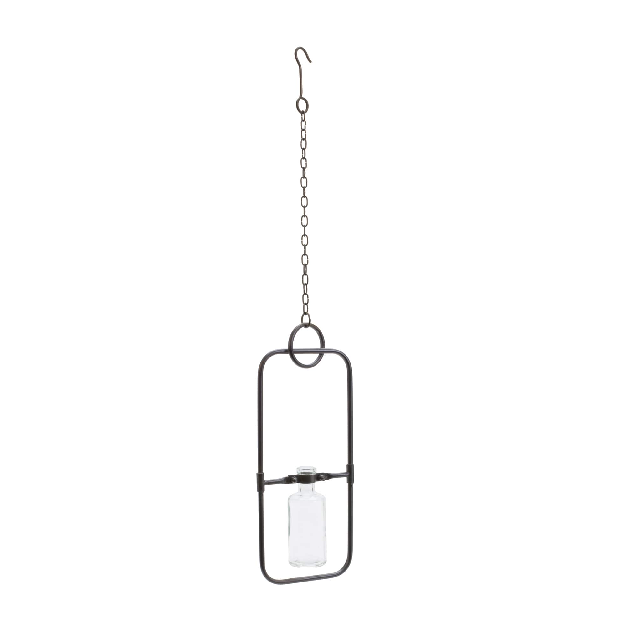 28" Hanging Bottle Vases in Metal Frame, 2ct.